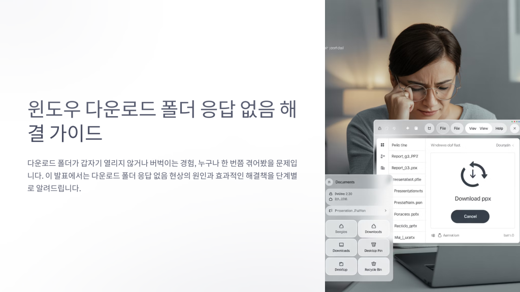 윈도우 다운로드 폴더 응답 없음