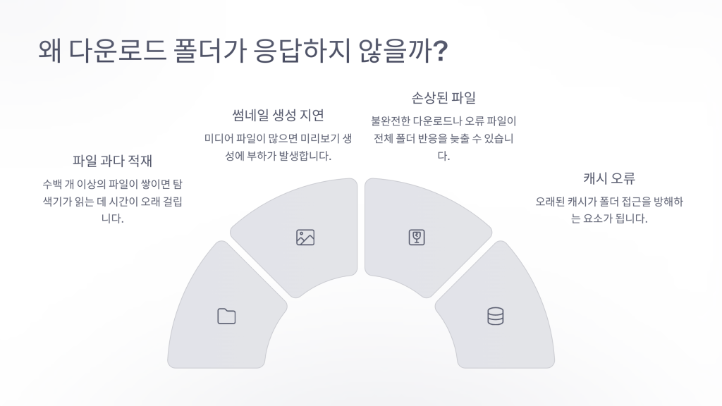 윈도우 다운로드 폴더 응답 없음
