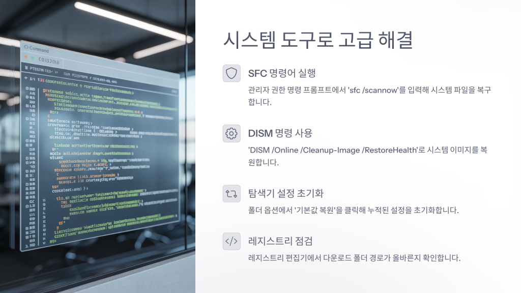 윈도우 다운로드 폴더 응답 없음