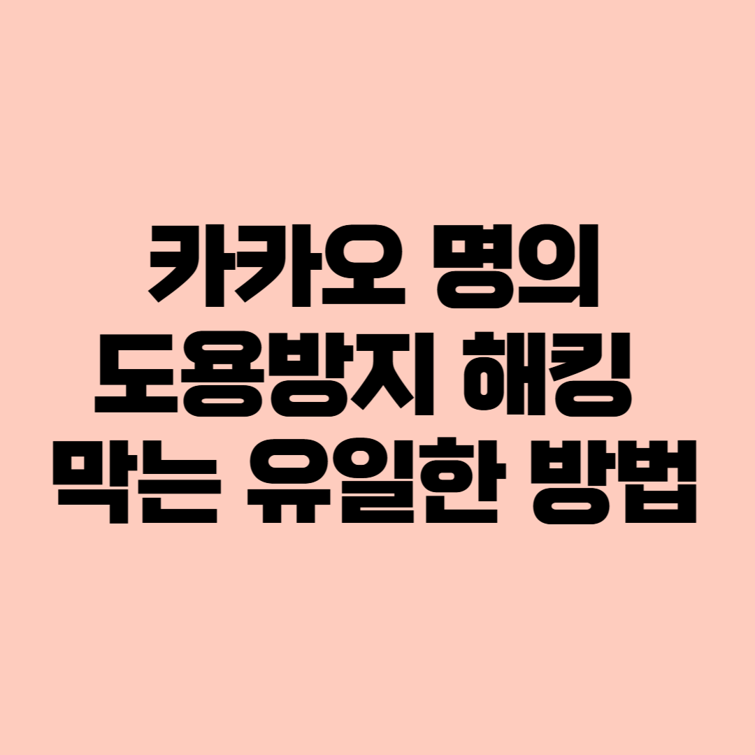 카카오 명의도용방지 해킹