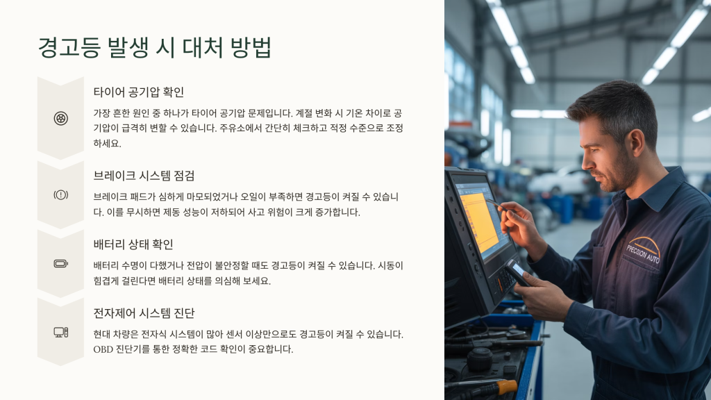 차량 경고등 세모 안에 느낌표